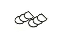 D Shape Connector, Oxidized Black Brass D Shape Connector, Rings (46x25x2mm) N0964 H1134