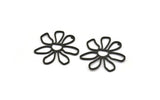 Black Daisy Charm, 4 Oxidized Black Plated Brass Daisy Charms With 1 Hole, Pendants, Earrings (34x1mm) D0638 S893