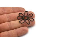 Black Daisy Charm, 4 Oxidized Black Plated Brass Daisy Charms With 1 Hole, Pendants, Earrings (34x1mm) D0638 S893