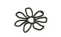 Black Daisy Charm, 2 Oxidized Black Brass Daisy Charms With 1 Hole, Pendants, Earrings (54x1mm) D0646 H0999