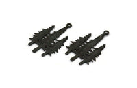Black Tree Charm, 4 Oxidized Black Brass Tree Charms With 1 Loop, Pendant, Findings (30x21x1mm) N1090