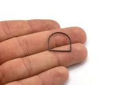 D Shape Rings, 24 Oxidized Black Brass D Shape Connectors, Rings  (19x19x1mm) BS 2329 H1177