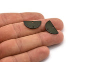 Semi Circle Pendant, 12 Oxidized Black Brass Semi Circle Blanks With 2 Holes (21x10x0.80mm) BS 1723