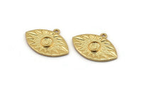 Gold Eye Charm, Gold Plated Brass Eye Charm With 1 Loop, Pendant - Pad Size 6mm (29x20mm) N1489