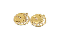 Gold Eye Charm, 2 Gold Plated Brass Eye Charms With 1 Loop, Pendants (30x28x1mm) N1453