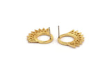 Stud Earrings, 2 Gold Plated Brass Earrings -  Round Stud Earrings - Ear Studs - Earring Findings (25x21x1.5mm) N1334