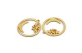 Gold Moon Charm, Gold Plated Brass Moon And Star Charm With 1 Loop (36x34x1.5mm) N1346