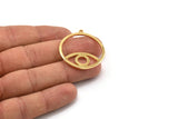 Gold Eye Charm, Gold Plated Brass Eye Pendant With 1 Loop, Finding (37x34x1.5mm) N1344