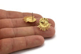 Gold Eye Earring, 2 Gold Plated Brass Eye Stud Earrings (21x18mm) N1322