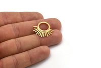 Gold Charm, 2 Gold Plated Brass - Sunshine Charm -  Gold Sun Charm - Findings (25x23x1.5mm) N1314