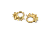 Gold Charm, 2 Gold Plated Brass - Sunshine Charm -  Gold Sun Charm - Findings (25x23x1.5mm) N1314