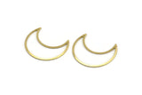 Brass Moon Charms, 12 Raw Brass Crescent Moon Charms With 2 Holes, Pendants, Earrings, Findings, Necklace Connectors (35x15x0.80mm) M03044