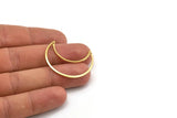 Brass Moon Charms, 12 Raw Brass Crescent Moon Charms With 2 Holes, Pendants, Earrings, Findings, Necklace Connectors (35x15x0.80mm) M03044