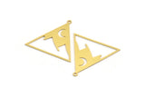 Brass Triangle Charm, 8 Raw Brass Crescent Moon And Mountain Patterned Triangle Shaped Charms With 1 Loop, Findings (30x32x0.60mm) A5197