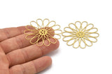 Brass Daisy Charm, 6 Raw Brass Flower Charms, Brass Flowers (44x0.60mm) A4626