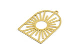 Brass Sun Charm, 6 Raw Brass Sun Shaped Charms With 1 Loop, Charm Pendants, Findings (34x24x0.60mm) A5205