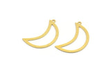 Brass Moon Charm, 12 Raw Brass Crescent Moon Charms With 1 Loop (30x12x0.60mm) A4722