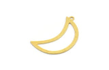 Brass Moon Charm, 12 Raw Brass Crescent Moon Charms With 1 Loop (30x12x0.60mm) A4722