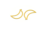 Brass Moon Charm, 12 Raw Brass Crescent Moon Charms With 1 Loop (30x12x0.60mm) A4722