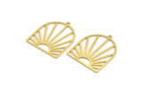 Brass Sun Charm, 6 Raw Brass Sun Shaped Charms With 1 Loop, Charm Pendants, Findings (33x28x0.60mm) A5226