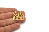 Brass Sun Charm, 6 Raw Brass Sun Shaped Charms With 1 Loop, Charm Pendants, Findings (33x28x0.60mm) A5226