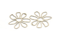 Silver Daisy Charm, 2 Antique Silver Plated Brass Daisy Charms With 1 Hole, Pendants, Earrings (54x1mm) D0646 H0999