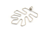 Silver Monstera Findings, 2 Antique Silver Plated Brass Wire Monstera Earring Findings, Charms (52x40x1mm) Bs 1702