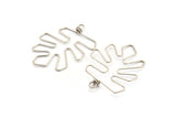 Silver Monstera Findings, 2 Antique Silver Plated Brass Wire Monstera Earring Findings, Charms (52x40x1mm) Bs 1702