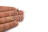 Silver Monstera Findings, 2 Antique Silver Plated Brass Wire Monstera Earring Findings, Charms (52x40x1mm) Bs 1702