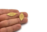 Brass Leaf Charm, 12 Raw Brass Acacia Leaf Charms With 1 Loop, Findings (32x15x0.60mm) A4778