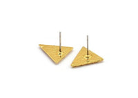 Gold Triangle Earring, 4 Gold Plated Brass Triangle Stud Earrings (13x1.5mm) N1816