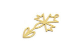 Brass Flower Charm, 24 Raw Brass Flower Charms With 1 Loop (32x19x0.60mm) A4921