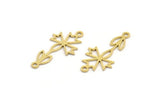 Brass Flower Charm, 50 Raw Brass Flower Charms With 2 Loops (24x12x0.60mm) A4919
