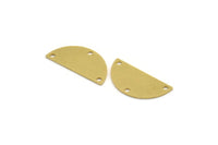 Semi Circle Charm, 8 Raw Brass Half Moon Charms With 3 Holes, Stamping Blanks (26x12x0.80mm) A4829