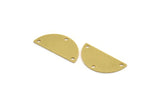 Semi Circle Charm, 8 Raw Brass Half Moon Charms With 3 Holes, Stamping Blanks (26x12x0.80mm) A4829