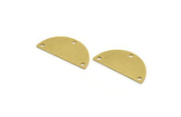 Semi Circle Charm, 8 Raw Brass Half Moon Charms With 3 Holes, Stamping Blanks (26x12x0.80mm) A4829