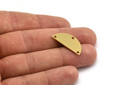 Semi Circle Charm, 8 Raw Brass Half Moon Charms With 3 Holes, Stamping Blanks (26x12x0.80mm) A4829