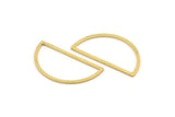 Brass Half Moon - 24 Raw Brass Semi Circle Connectors (15x28x0.80mm) A4832