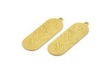 Brass Leaf Charm, 6 Raw Brass Oval Leaf Charms With 1 Loop, Charm Pendants (12x34x0.60mm) A4930
