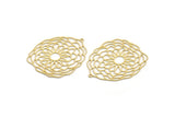 Brass Flower Charm, 4 Raw Brass Flower And Sun Shaped Charms With 1 Loop, Findings (50x42x0.60mm) A4907