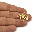 Brass Leaf Charm, 12 Raw Brass Leaf Shape Charms With 1 Loop, Charm Pendants (27x25x0.60mm) A5279