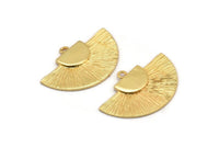 Gold Medal Charm, Gold Plated Brass Badge Charm Pendant With 1 Loop, Earring, Finding (35x20mm) N0791