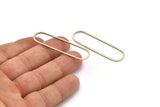 Silver Oval Charm, 12 Antique Silver Plated Brass Oval Rings, Connectors (50x13x1mm) D1288