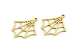 Brass Spider Web Charm, 8 Raw Brass Spider Web Charms With 1 Loop, Charm Pendants (26x22x1mm) A5302