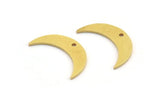 Brass Moon Charm, 12 Raw Brass Crescent Moon Charms With 1 Hole (21x6x1mm) A5305