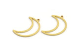 Brass Moon Charm, 12 Raw Brass Crescent Moon Charms With 1 Loop (26x8x1mm) E101