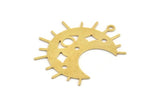 Brass Moon Charm, 4 Raw Brass Crescent Moon Charms With 1 Loop (35x17x0.60mm) A5319
