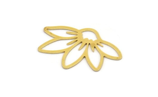 Brass Flower Charm, 12 Raw Brass Flower Charms, Charm Pendants, Findings (33x22x0.60mm) A5007