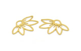 Brass Flower Charm, 12 Raw Brass Flower Charms, Charm Pendants, Findings (33x22x0.60mm) A5007