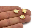 Gold Shell Charm, 2 Gold Plated Brass Shell Charms With 1 Loop, Earrings, Findings (14x9mm) N1047